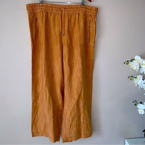 Athleta Cabo 100% Linen Textured Wide Leg Pant Size 24 - Picture 2 of 12
